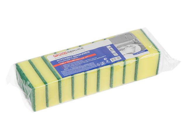 Губки кухонные Standard, 10 шт., 100х70х30 мм, PROservice (15200510)