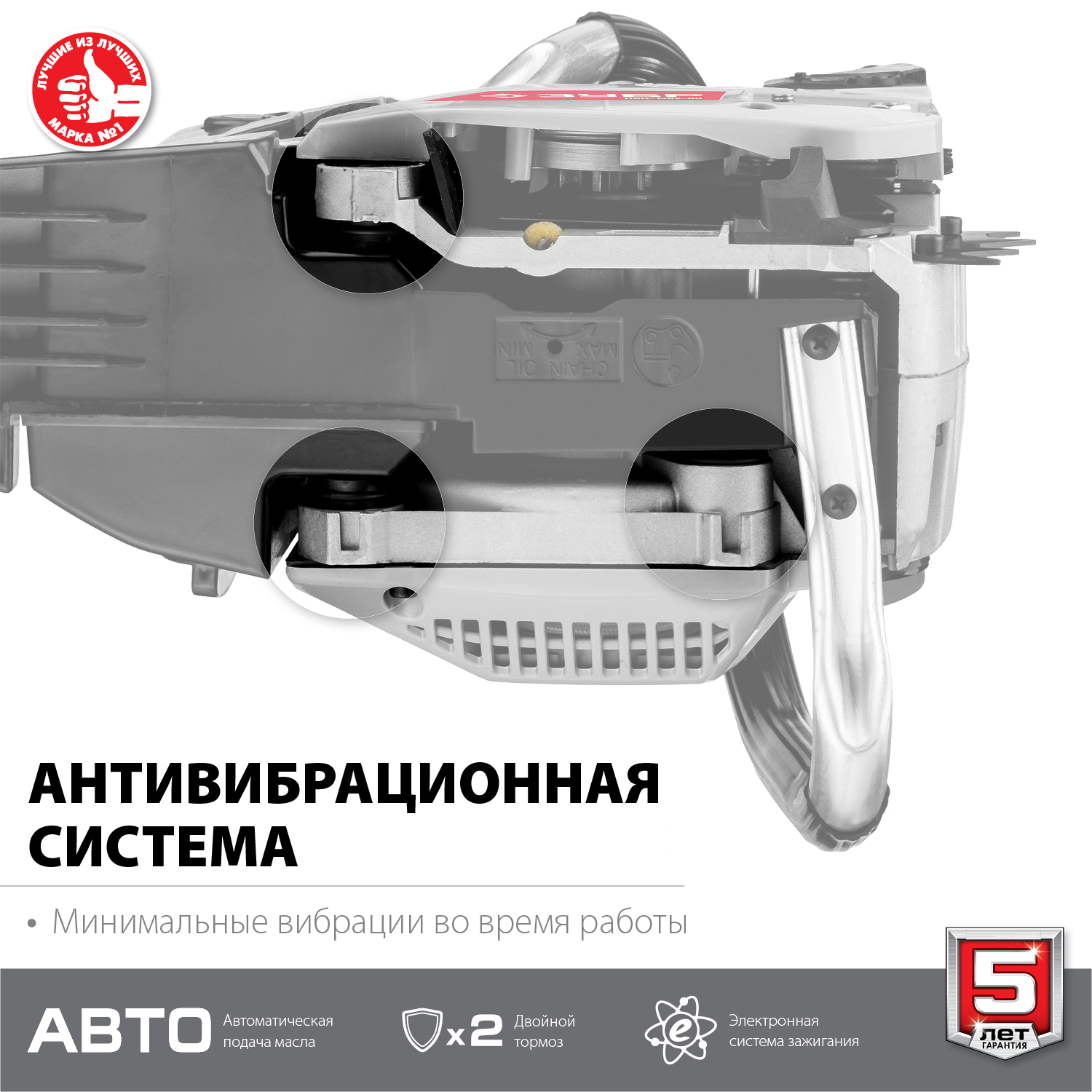 ЗУБР 52 см3, 45 см (Тип 5), бензопила (ПБЦ-М52-45)