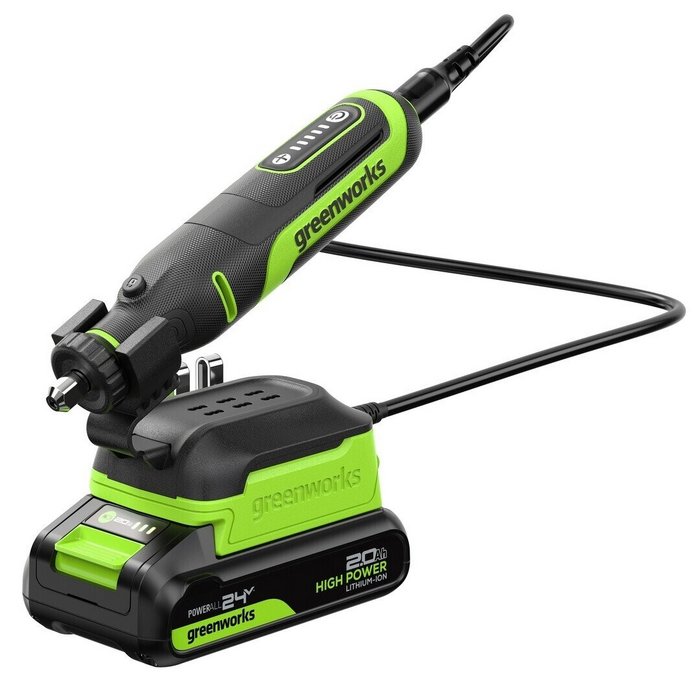 Гравер аккумуляторный Greenworks G24RT, 24V,(АКБ 2Ач,ЗУ)
