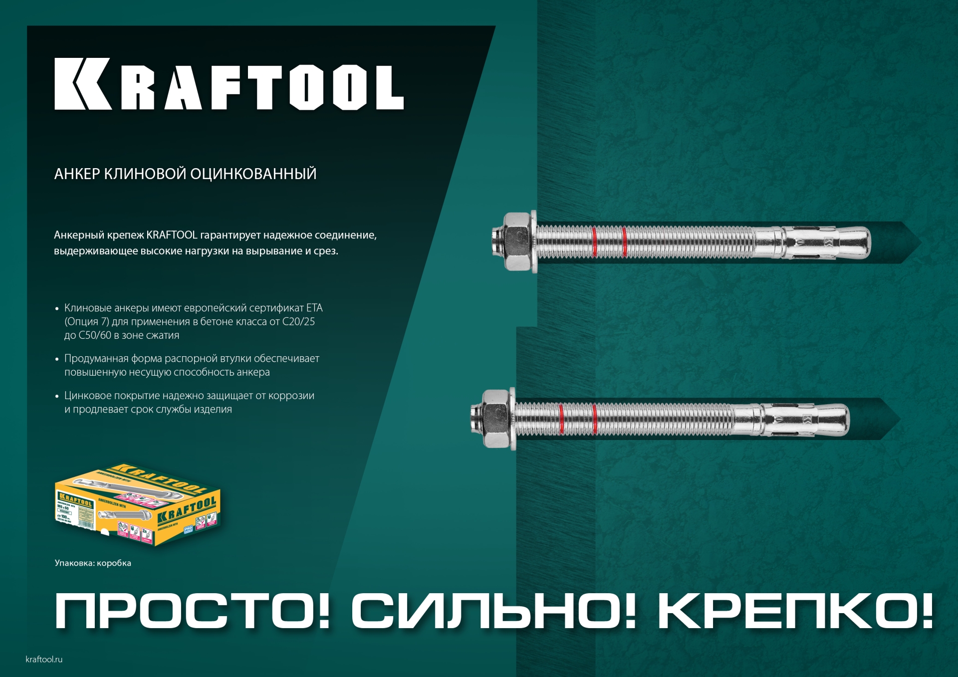 KRAFTOOL ETA Опция 7, М8 х 60, 100 шт, клиновой анкер (302184-08-060)