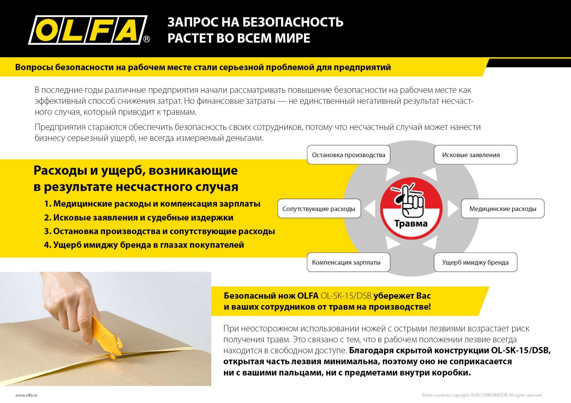 OLFA для вскрытия коробок, безопасный нож (OL-SK-15/DSB)
