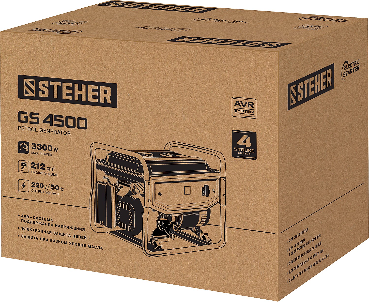 STEHER 3300 Вт, бензиновый генератор (GS-4500)