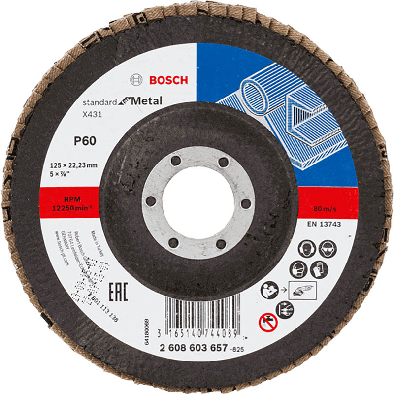 Круг тарельчатолепестковый Bosch Ф125 металл/Metal угловой К 60 (657)