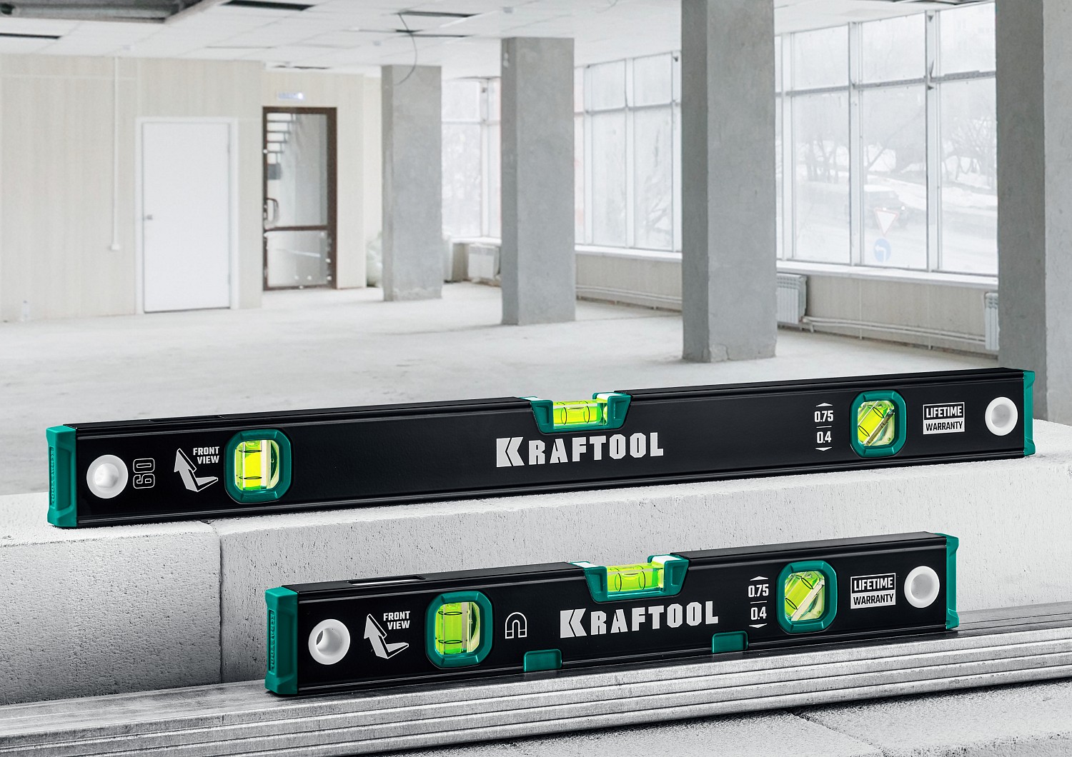KRAFTOOL 1500 мм, усиленный профиль, с зеркальным глазком, магнитный уровень (34785-150)