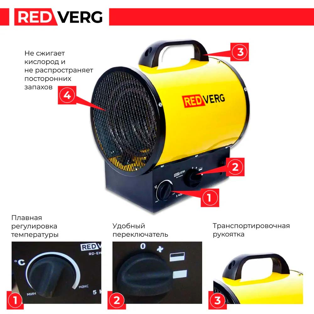 Воздухонагреватель электрический REDVERG RD-EHR5A