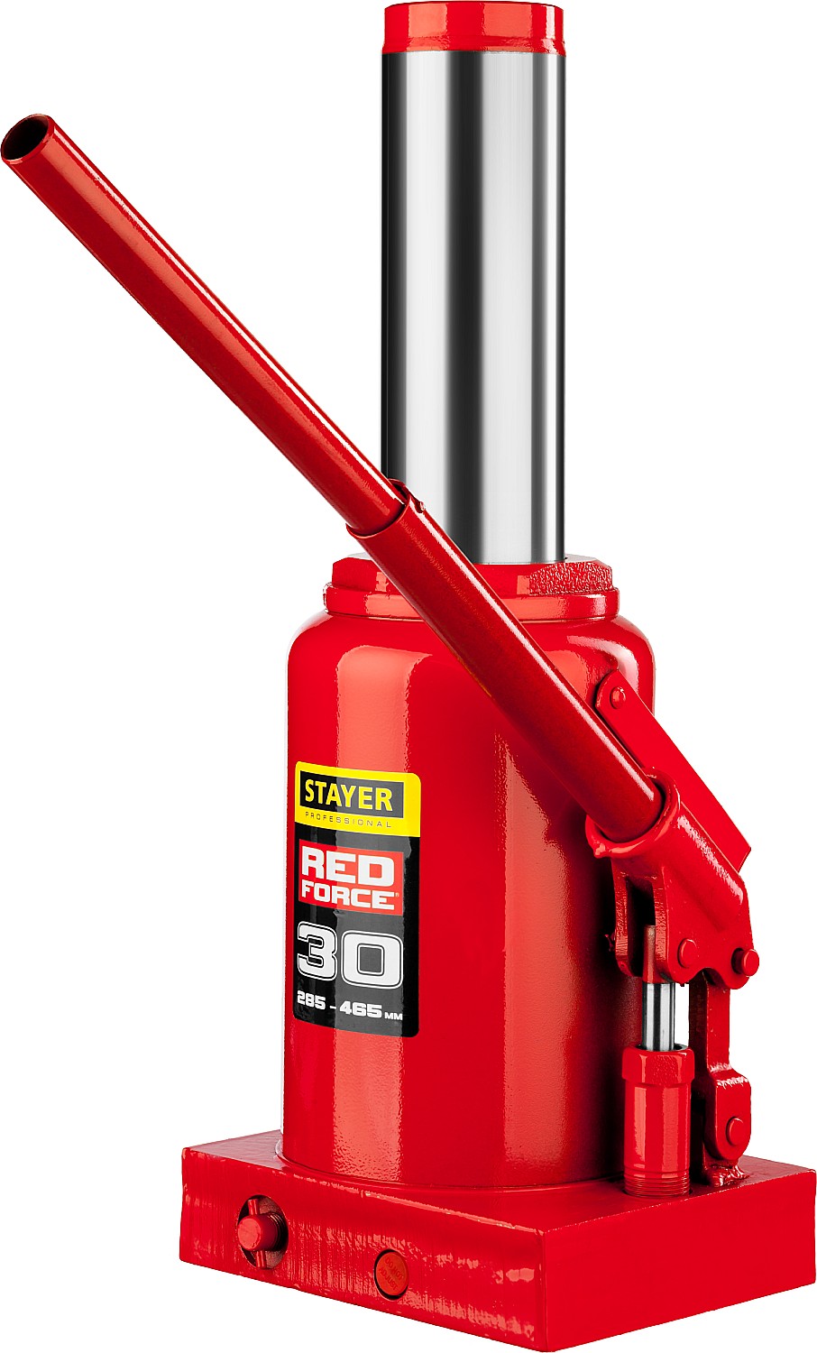 STAYER RED FORCE, 30 т, 285 - 465 мм, бутылочный гидравлический домкрат, Professional (43160-30)