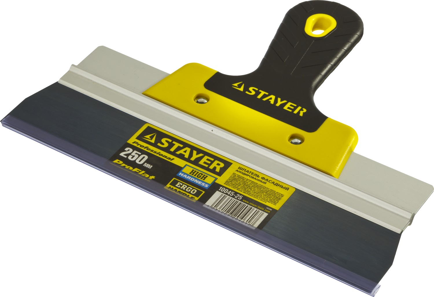 STAYER PROFlat, 250 мм, алюминиевая направляющая, двухкомпонентная ручка, анодированный фасадный шпатель (10045-25)