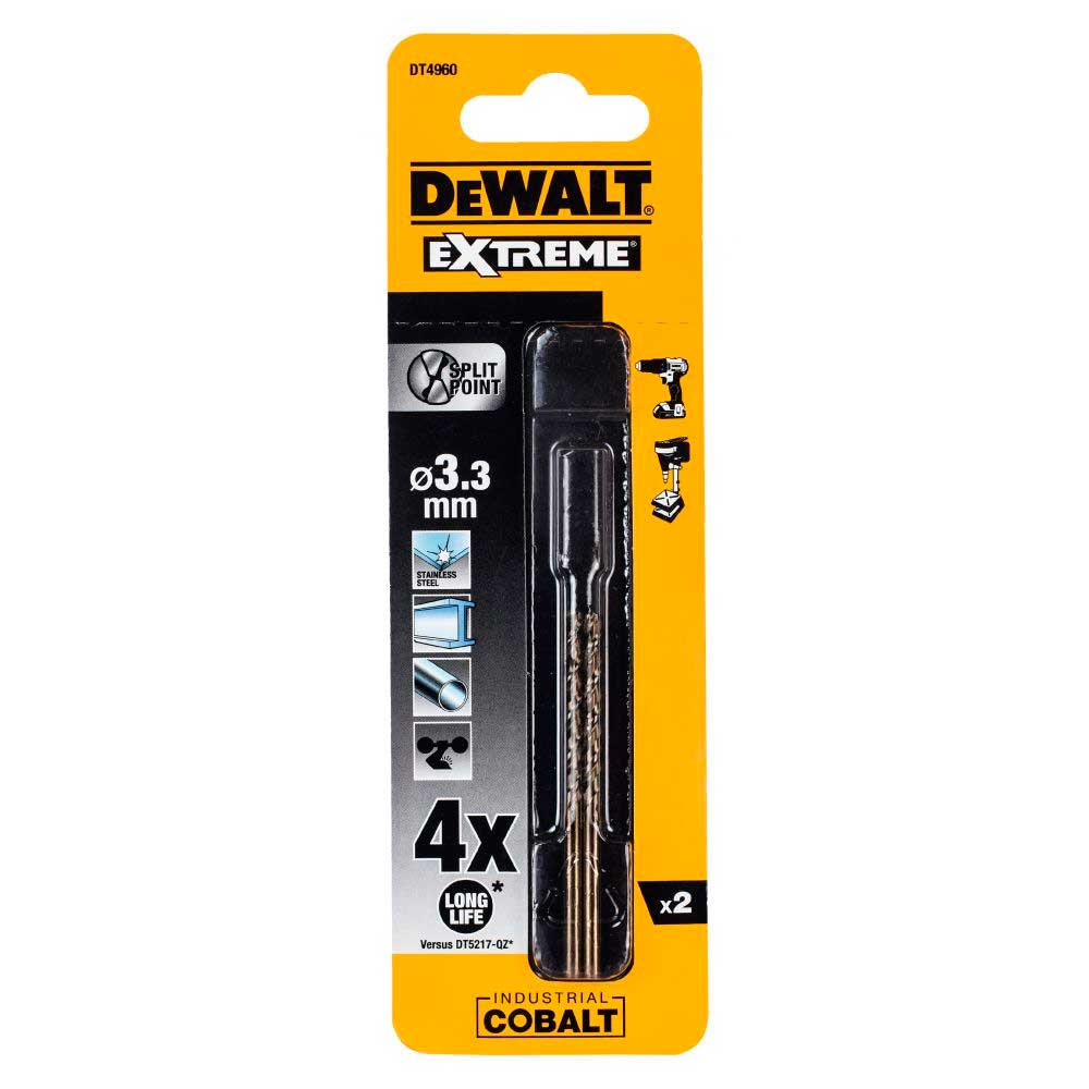 Сверло по металлу DeWalt кобальт/COBALT Ф 3.3 DT4960 (2шт)