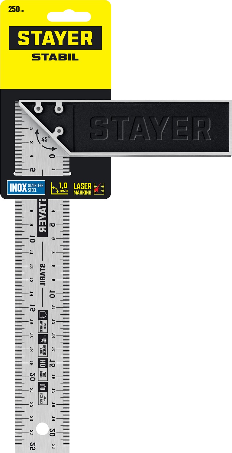 STAYER 250 мм, столярный угольник, Professional (3431-25)