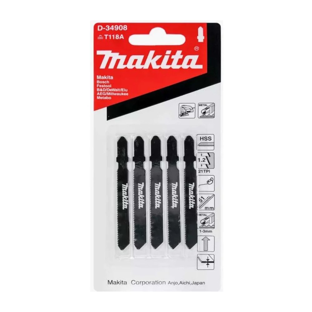 Пилка для лобзика Makita Basic по металлу T118A чистый рез (5шт)