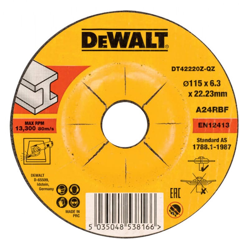 Круг шлифовальный DeWalt металл Ф115х22,2х6,3мм DWA4514IA