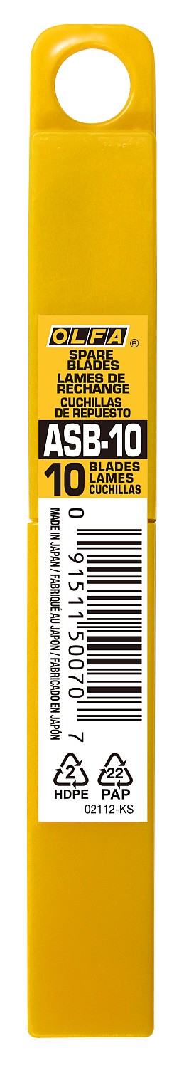 OLFA 9 мм, 10 шт, в пластиковом кейсе, сегментированные лезвия (OL-ASB-10)