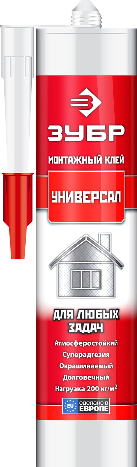 ЗУБР 300 мл, белый, универсальный монтажный клей (41331)