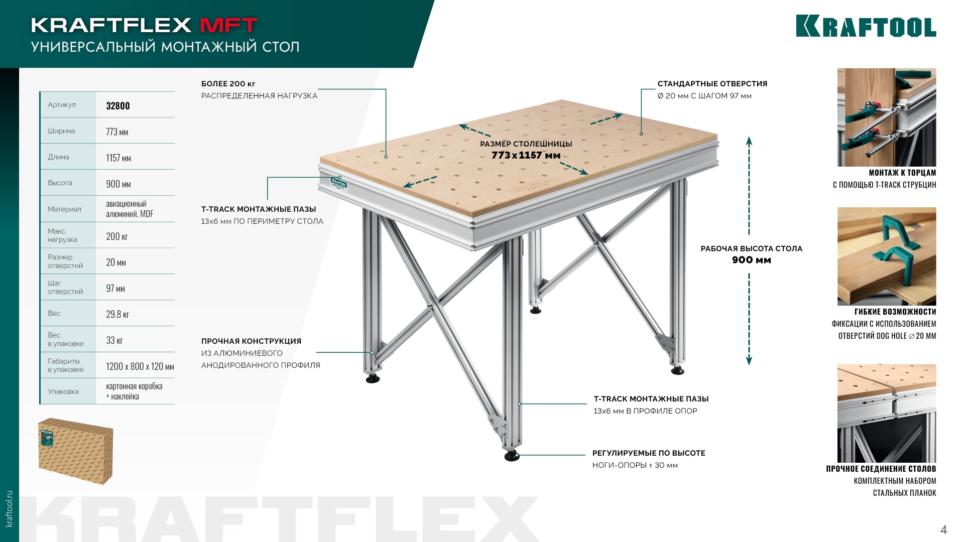 KRAFTOOL KRAFTFLEX MFT 1157x773 мм, Универсальный монтажный стол (32800)