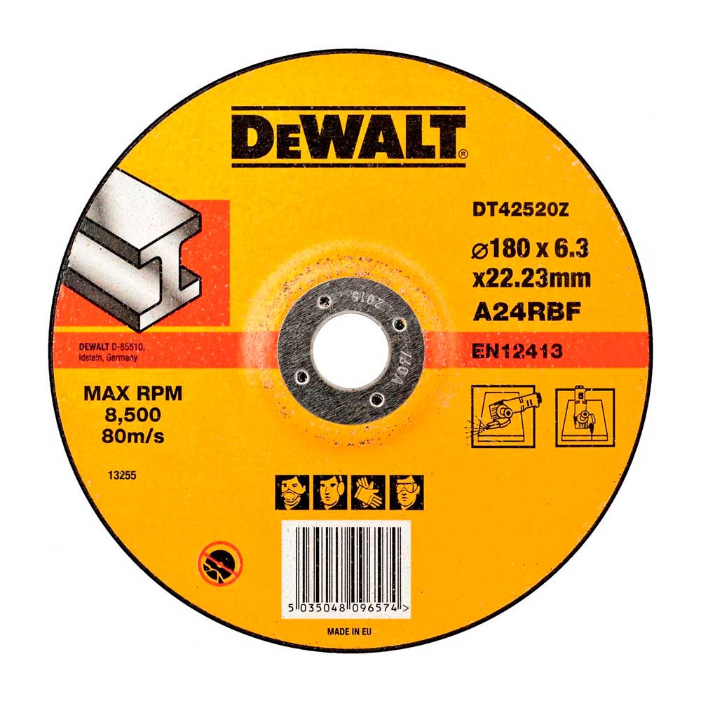 Круг шлифовальный DeWalt металл Ф180х22,2х6,3мм DT42520Z