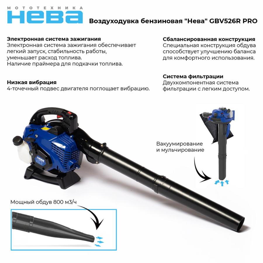 Воздуходувка-пылесос  бензиновая "Нева"  GBV526R PRO