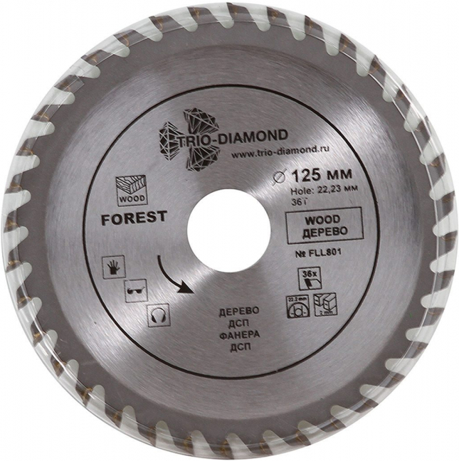Диск пильный Trio-Diamond 125*22,23*36Т FLL801