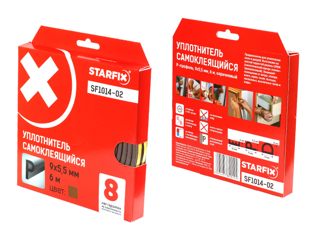 Уплотнитель "P" коричневый  9х5,5мм 6м STARFIX (SF1014-02)