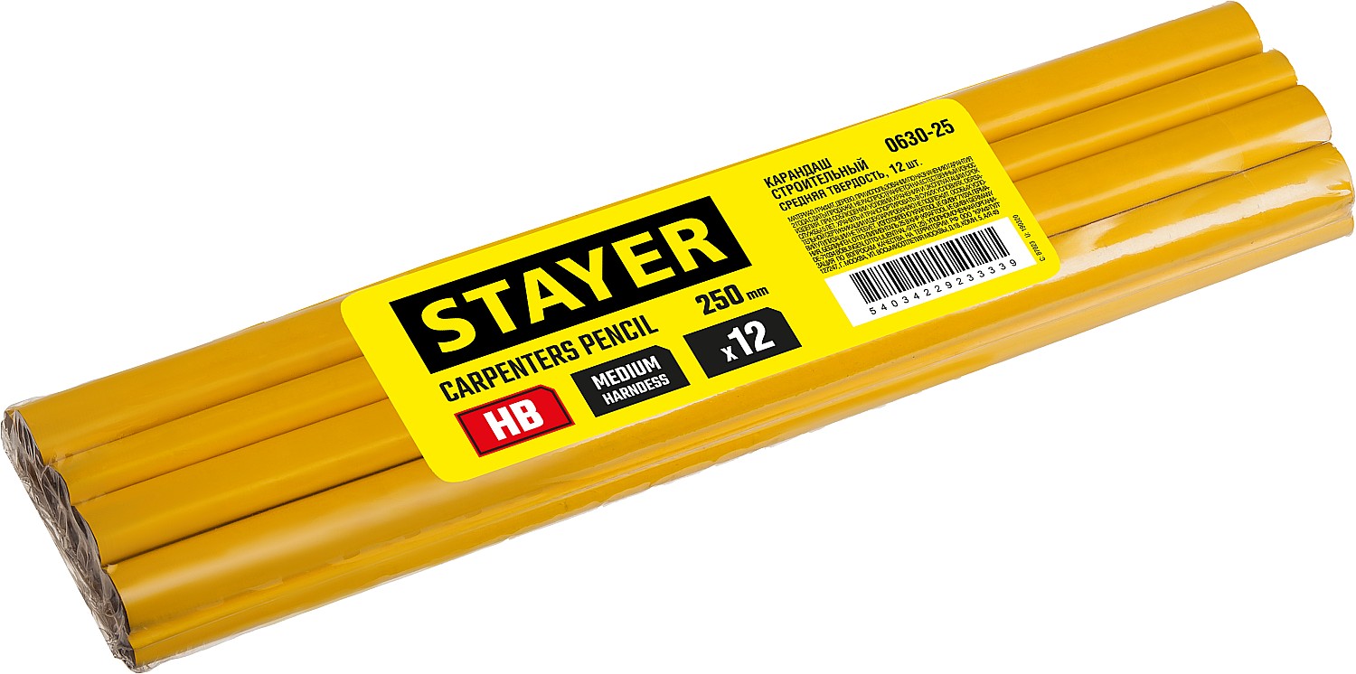 STAYER 250 мм, HB, строительный карандаш плотника (0630-25)