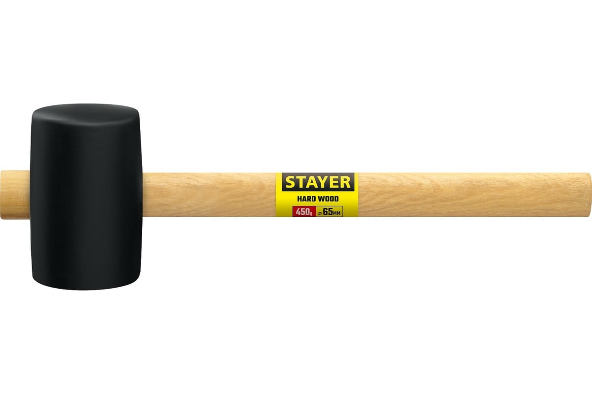 Киянка STAYER резиновая черная с деревянной ручкой, 450г