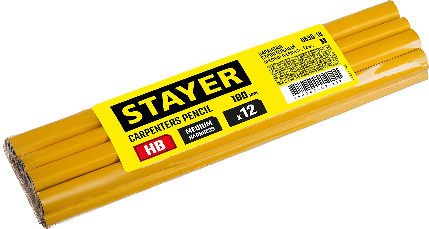 STAYER 180 мм, HB, строительный карандаш плотника (0630-18)