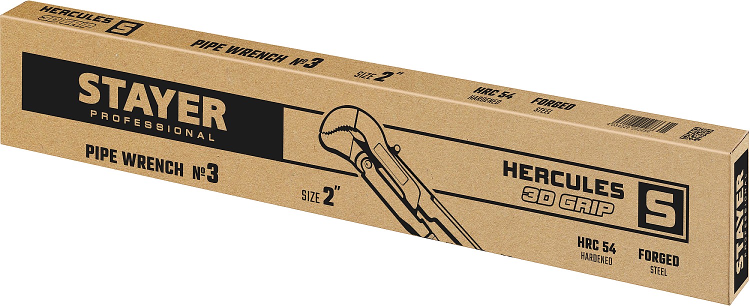 STAYER Hercules-S, №3, 2″, 560 мм, трубный ключ с изогнутыми губками, Professional (27311-3)