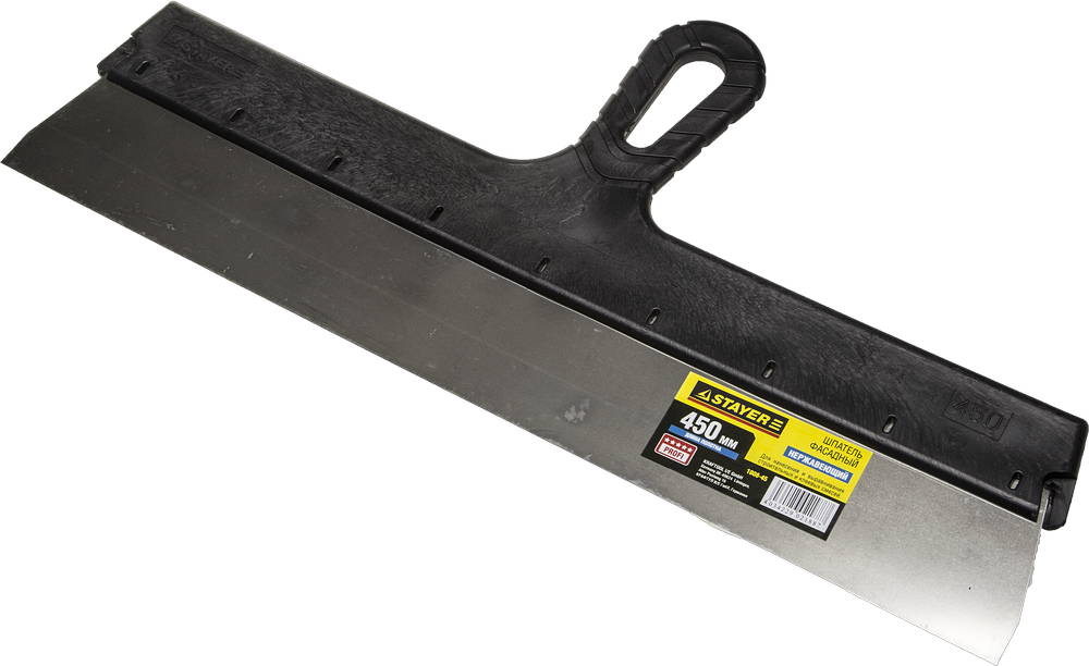 STAYER PROFlat, 450 мм, пластиковая ручка, нержавеющий фасадный шпатель, Professional (1008-45)