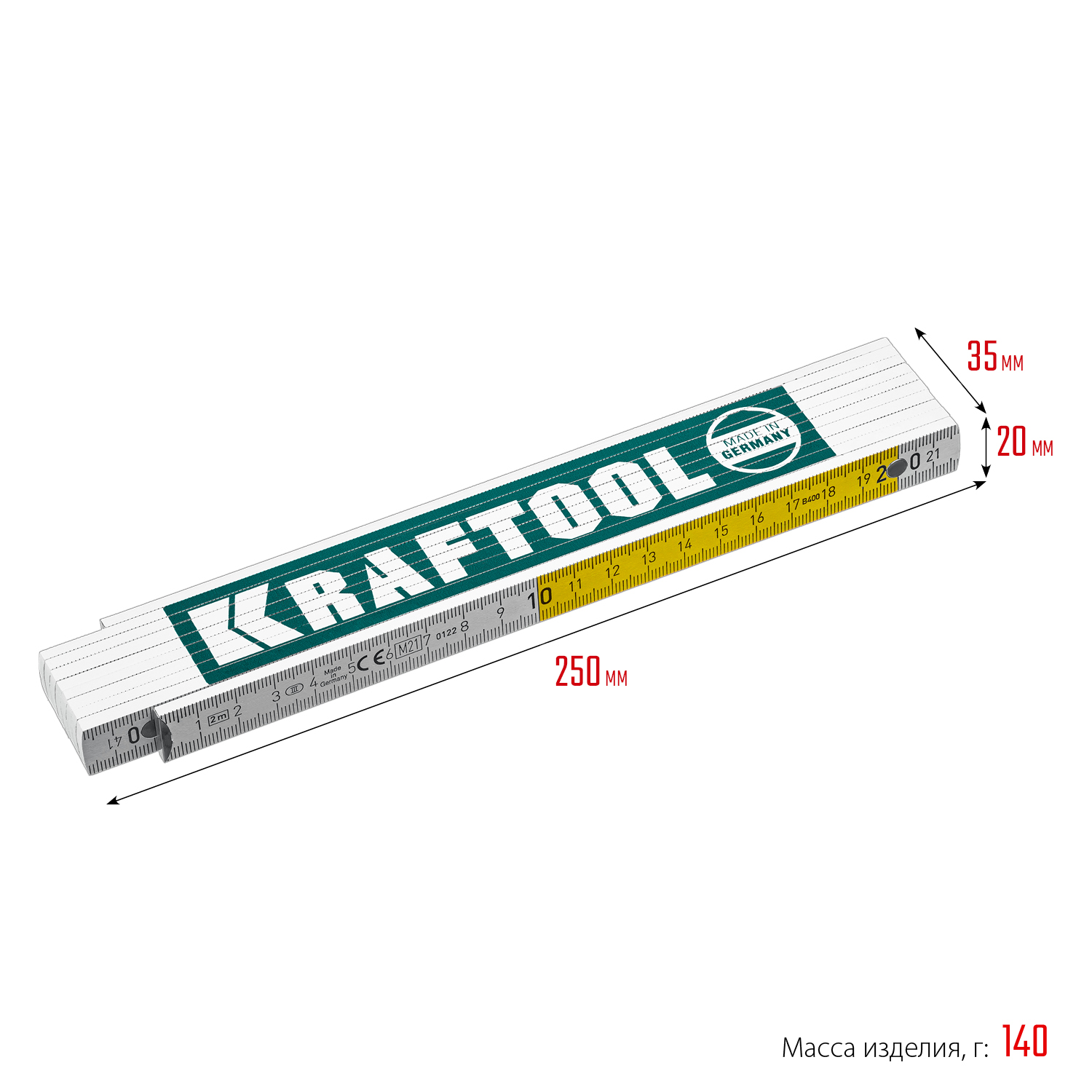 KRAFTOOL PRO-90, 2 м, профессиональный складной деревянный метр (34726)