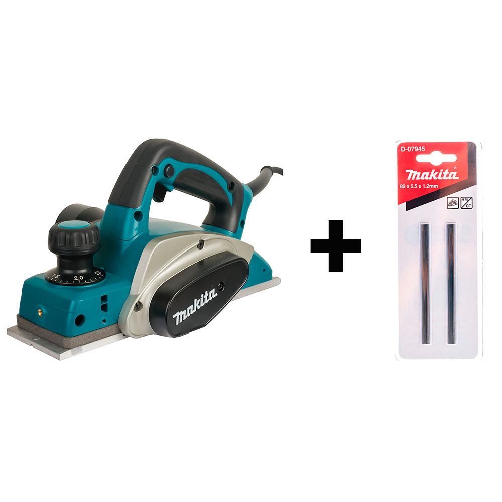 Рубанок Makita KP0800X1 + набор ножей Makita D-07945