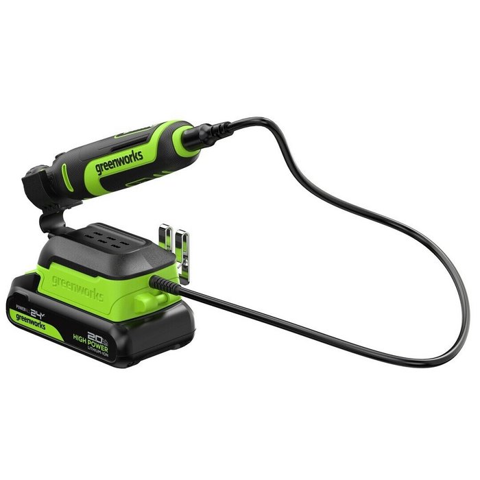 Гравер аккумуляторный Greenworks G24RT, 24V,(АКБ 2Ач,ЗУ)