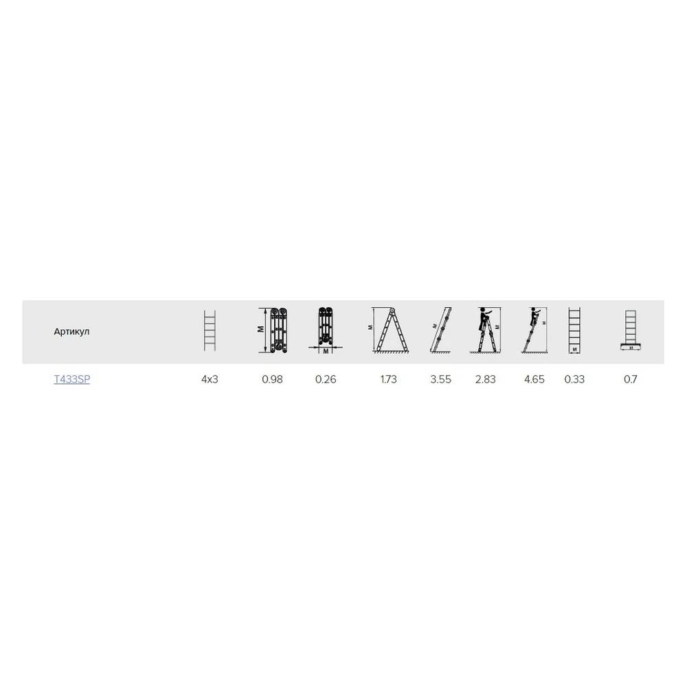 Лестница-трансформер Алюмет 4*3 с платформой