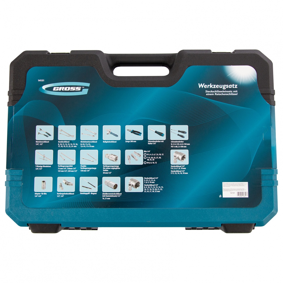 Набор инструментов, 1/4", 1/2", CrV, 120 зубьев, 101 предмет// Gross