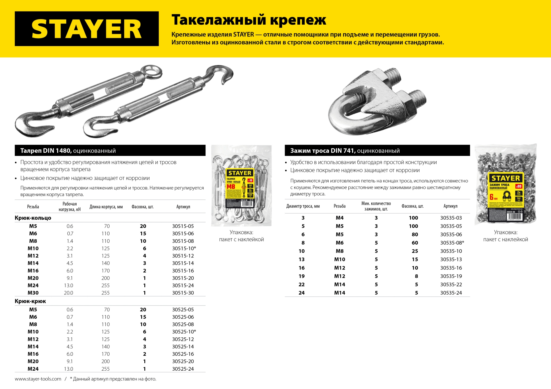 STAYER DIN 741, 5 мм, 100 шт, зажим троса (30535-05)