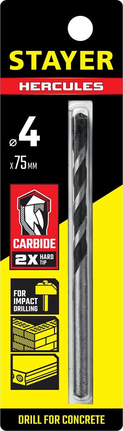 STAYER Hercules, 4 x 75 мм, cверло по бетону, Professional (2915-075-04)